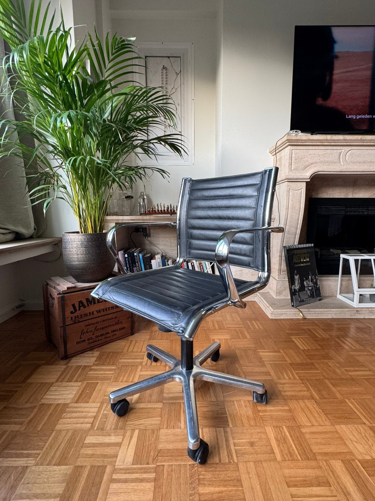 3 DESYFORM design bureaustoelen – Eames stijl – zwart/chroom, Ophalen, Zwart, Bureaustoel