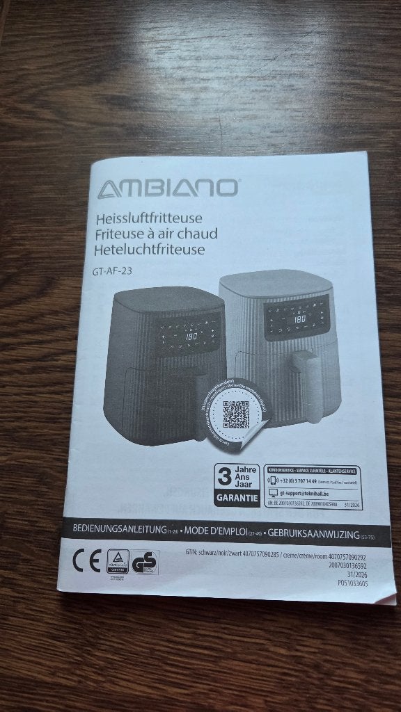 air frayer Ambiano zwart 3,5 Liter (enkel schuif), Ophalen, Nieuw, Airfryer, 1500 gram of meer