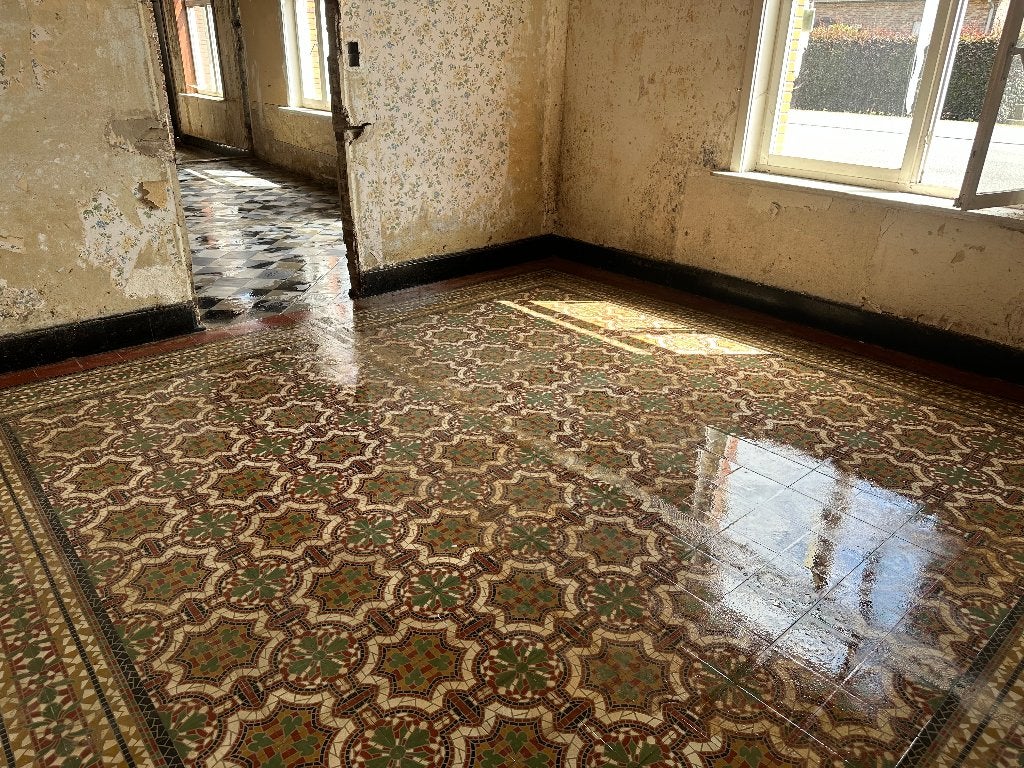 Antieke cementtegel met geometrisch patroon, Ophalen