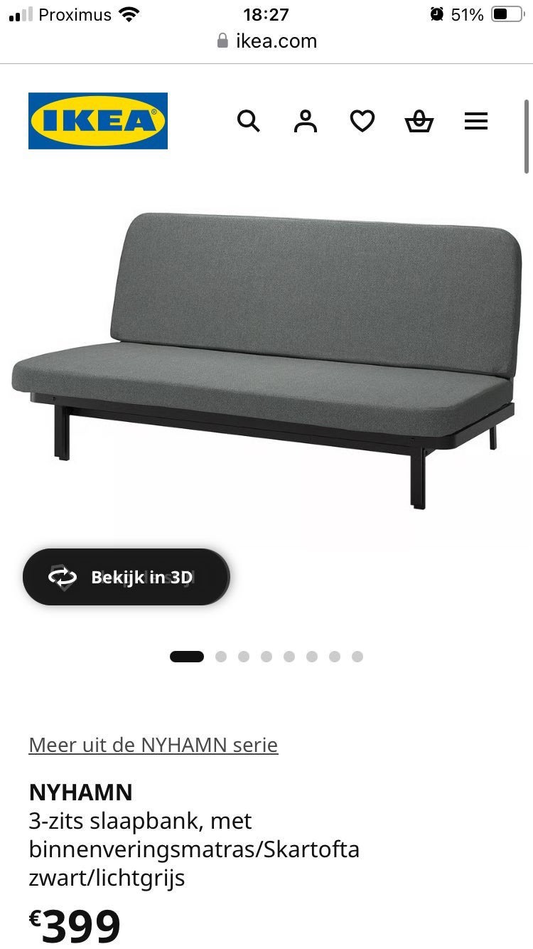 NIEUW: IKEA NYHAMN slaapbank, Enlèvement, Neuf