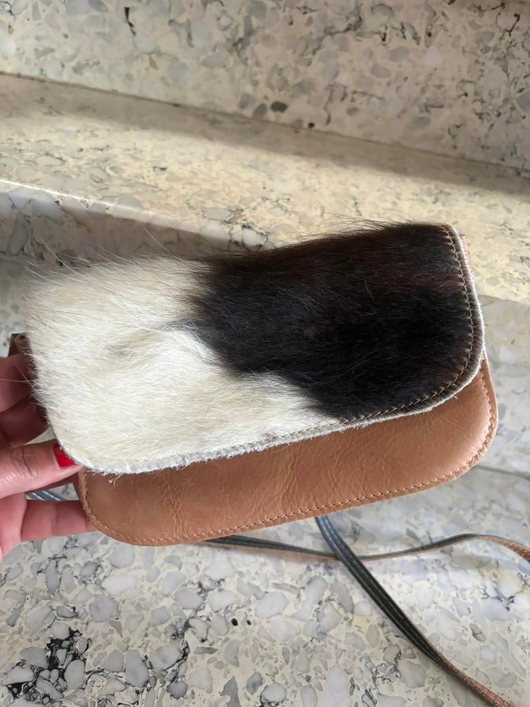 Leder en koevel portemonnee tasje - nieuw, Handtassen en Accessoires, Portemonnees, Zo goed als nieuw, Leder, Ophalen of Verzenden