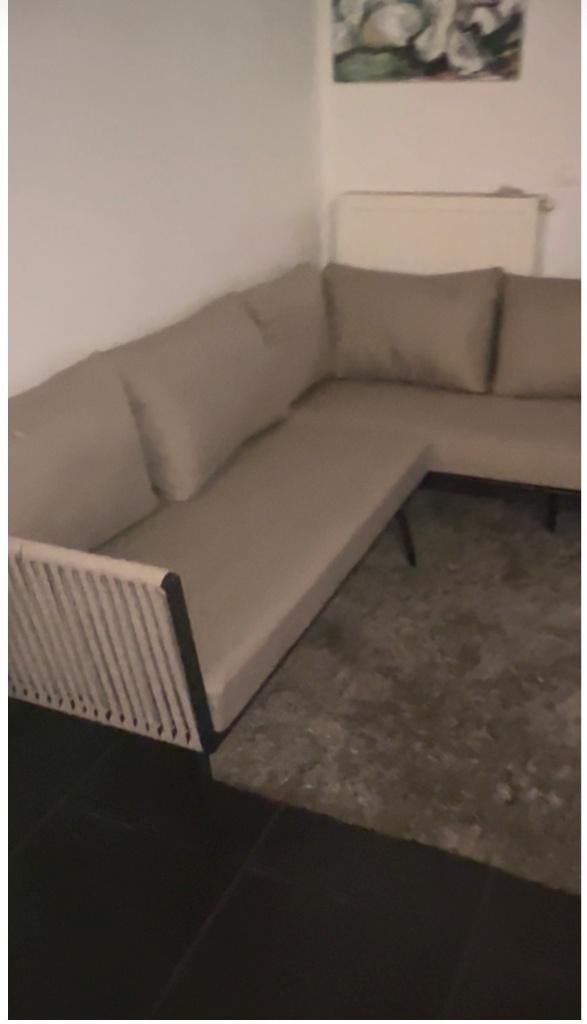 Loungset Montana zwart metaal, Tuin en Terras, Ophalen, 5 zitplaatsen, Textileen, Zo goed als nieuw
