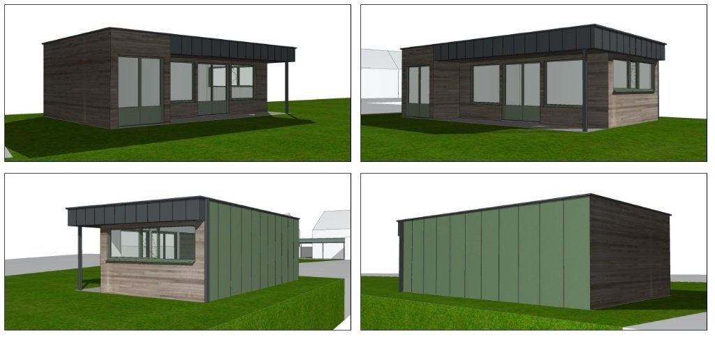 Houten tuinhuis 43 m² (60 m² met overstek), te demonteren, Ophalen, Nieuw, 400 cm of meer, 500 cm of meer