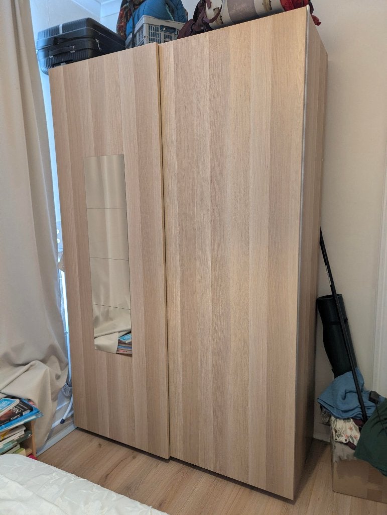 Garderobe PAX à portes coulissantes chène clair, Comme neuf, Enlèvement, 200 cm ou plus, Chêne
