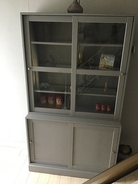 HAVSTA VITRINEKAST OPBERGCOMBI GRIJS, Huis en Inrichting, Ophalen, Met deur(en), 200 cm of meer, Zo goed als nieuw
