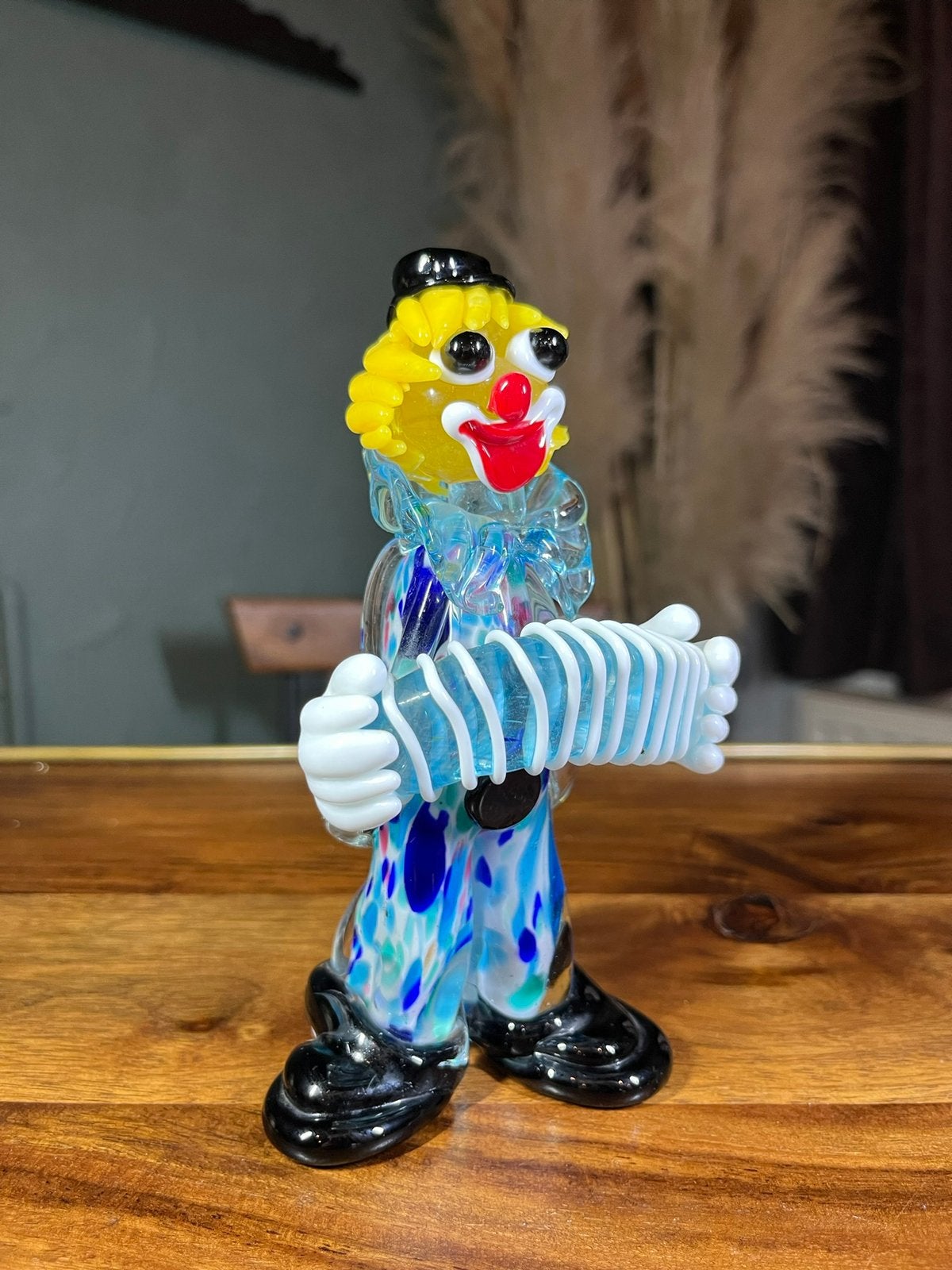 Clown avec accordéon en verre art Murano soufflé a la main, Enlèvement ou Envoi, Comme neuf, Humain