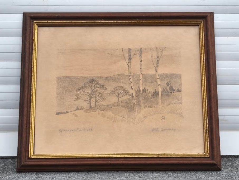 Lithographie paysage ardennais signe auguste donnay, Antiquités & Art, Enlèvement ou Envoi, Lithographie