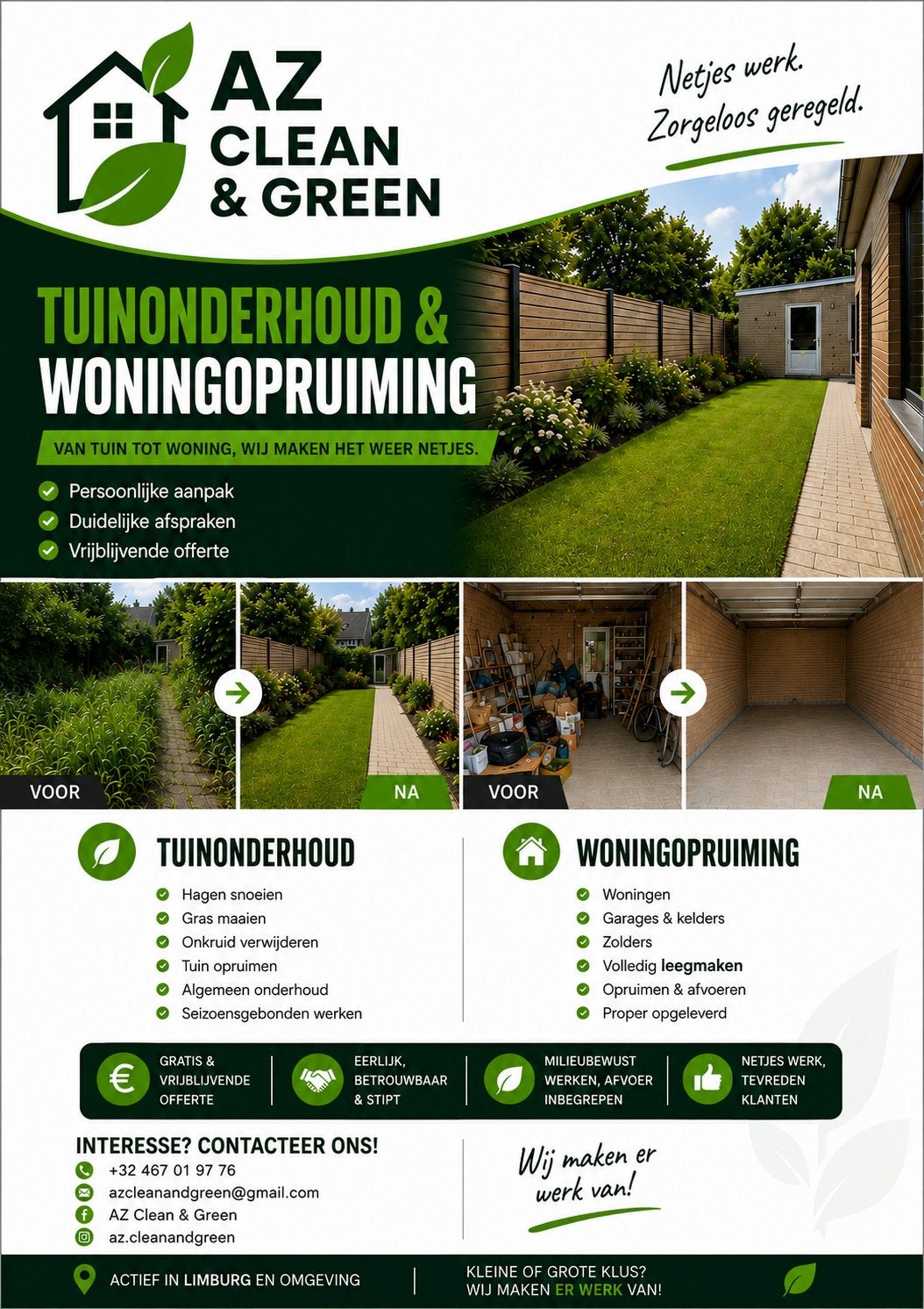Tuinonderhoud & woningopruiming – AZ Clean & Green