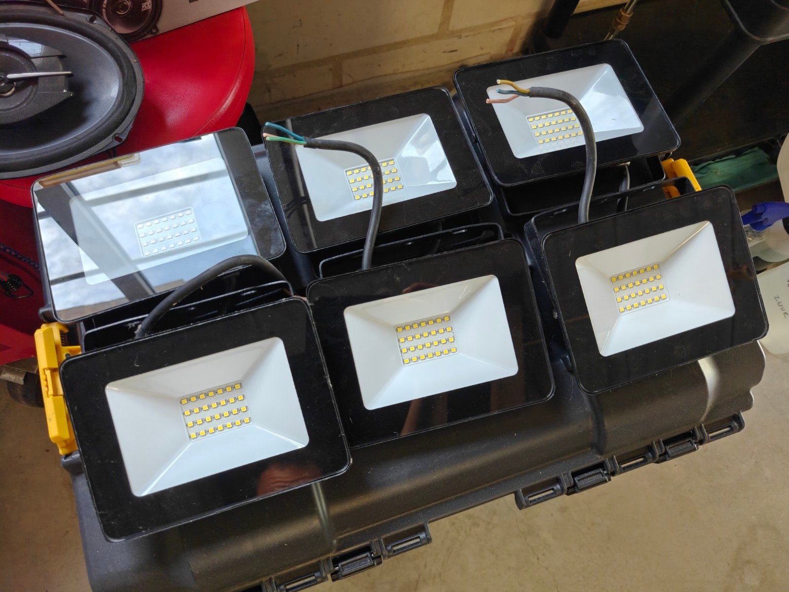 6x Led schijnwerpers + 3 TL-lampen, Ophalen, Gebruikt, Lamp met armatuur