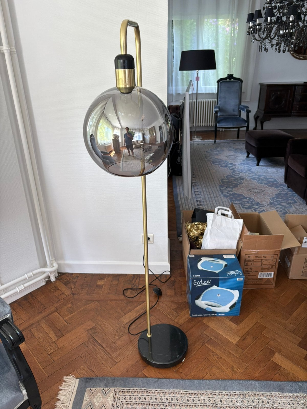 Staande lamp met marmeren voet, Ophalen, Zo goed als nieuw