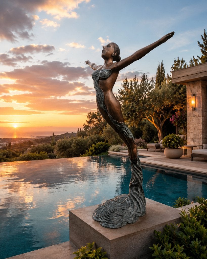 BRONZEN LEVENSGROTE DAME VOOR TUIN / ZWEMBAD SPOTPRIJS !!!, Tuin en Terras, Ophalen of Verzenden, Zo goed als nieuw, Overige materialen