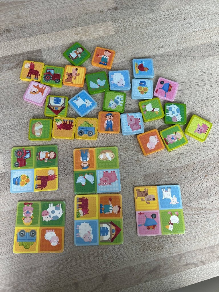 Haba lotto spel boerderij, houten blokjes, Kinderen en Baby's, Speelgoed | Educatief en Creatief, Ophalen, Gebruikt