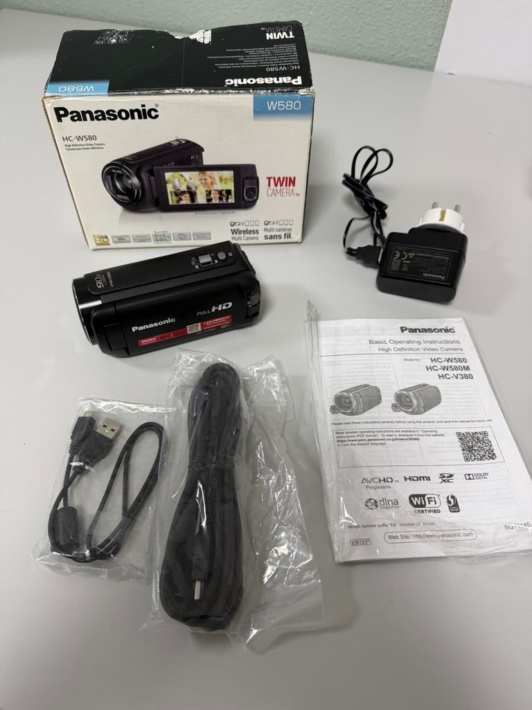 Panasonic HC-W580 Full HD twin Camcorder wifi hdmi 90x zoom, Panasonic, Full HD, 20x of meer, Ophalen of Verzenden