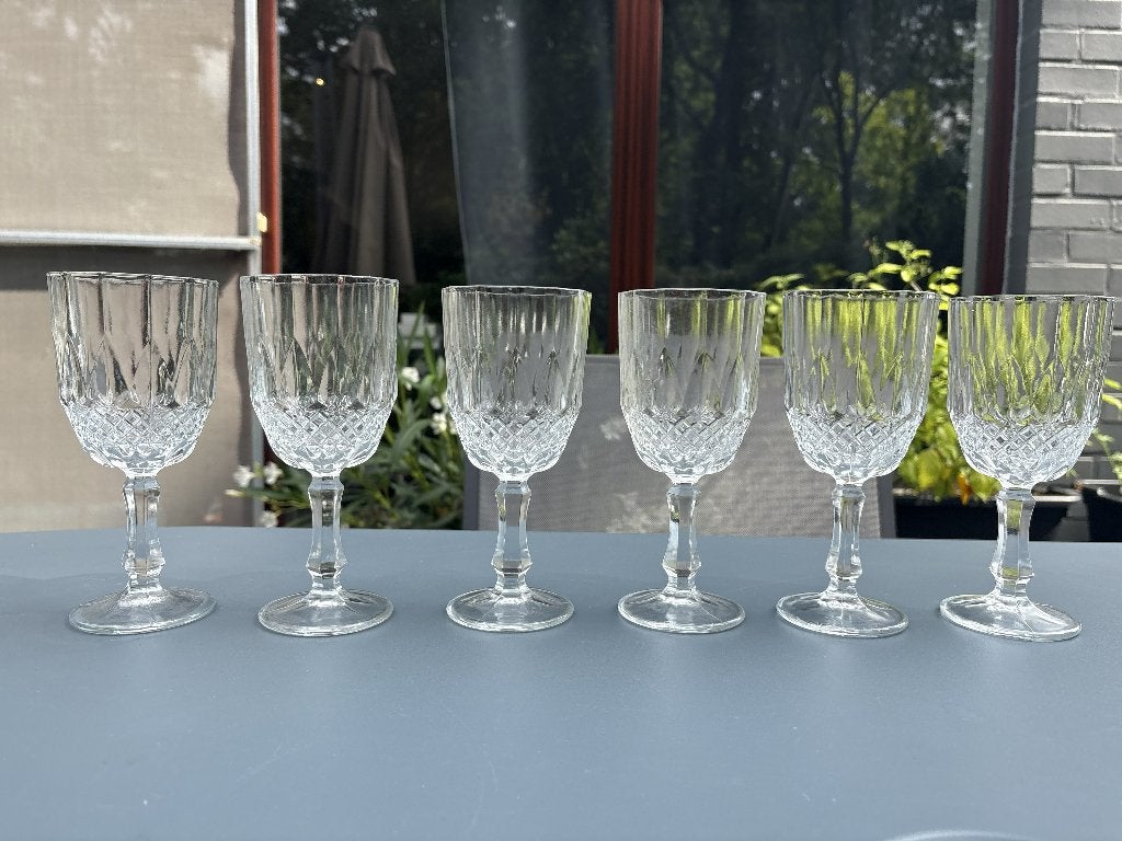 Ensemble de 6 verres à vin vintage en cristal, Antiquités & Art, Enlèvement ou Envoi