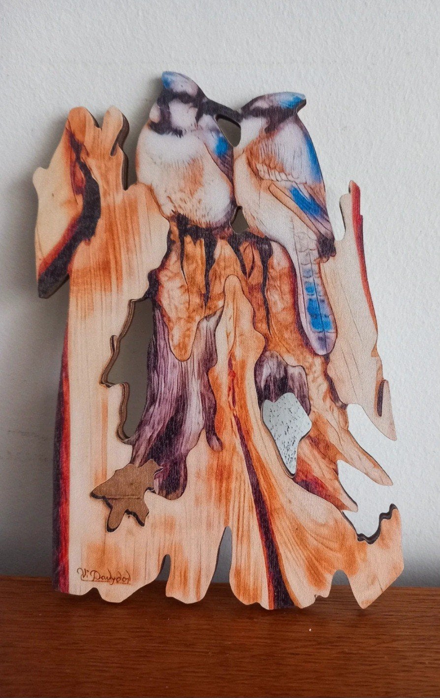 Tableau oiseaux fait main signé Vi Davydov, Antiek en Kunst, Kunst | Overige Kunst, Ophalen of Verzenden