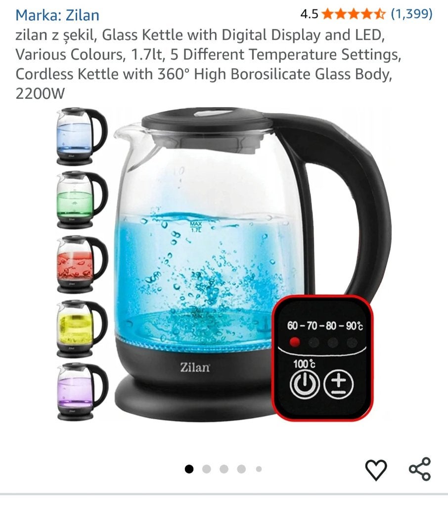 Elektrische Waterkoker – Met LED, Elektronische apparatuur, Waterkokers, 1 tot 2 liter, Ophalen, Zo goed als nieuw