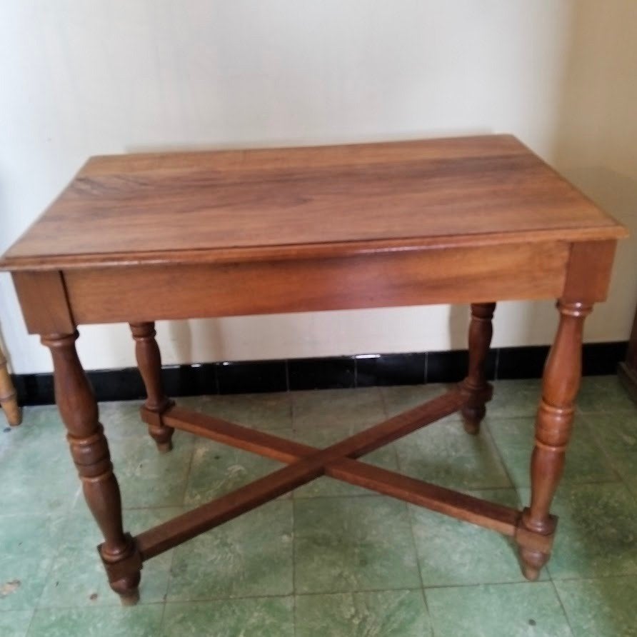 Petite table ancienne en bois à pieds tournés, Enlèvement