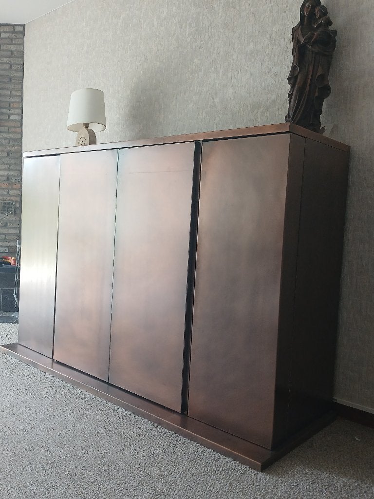 Bronzen buffet/TV-kast, Maison & Meubles, Armoires | Buffets, 150 à 200 cm, Enlèvement, Utilisé, 100 à 150 cm