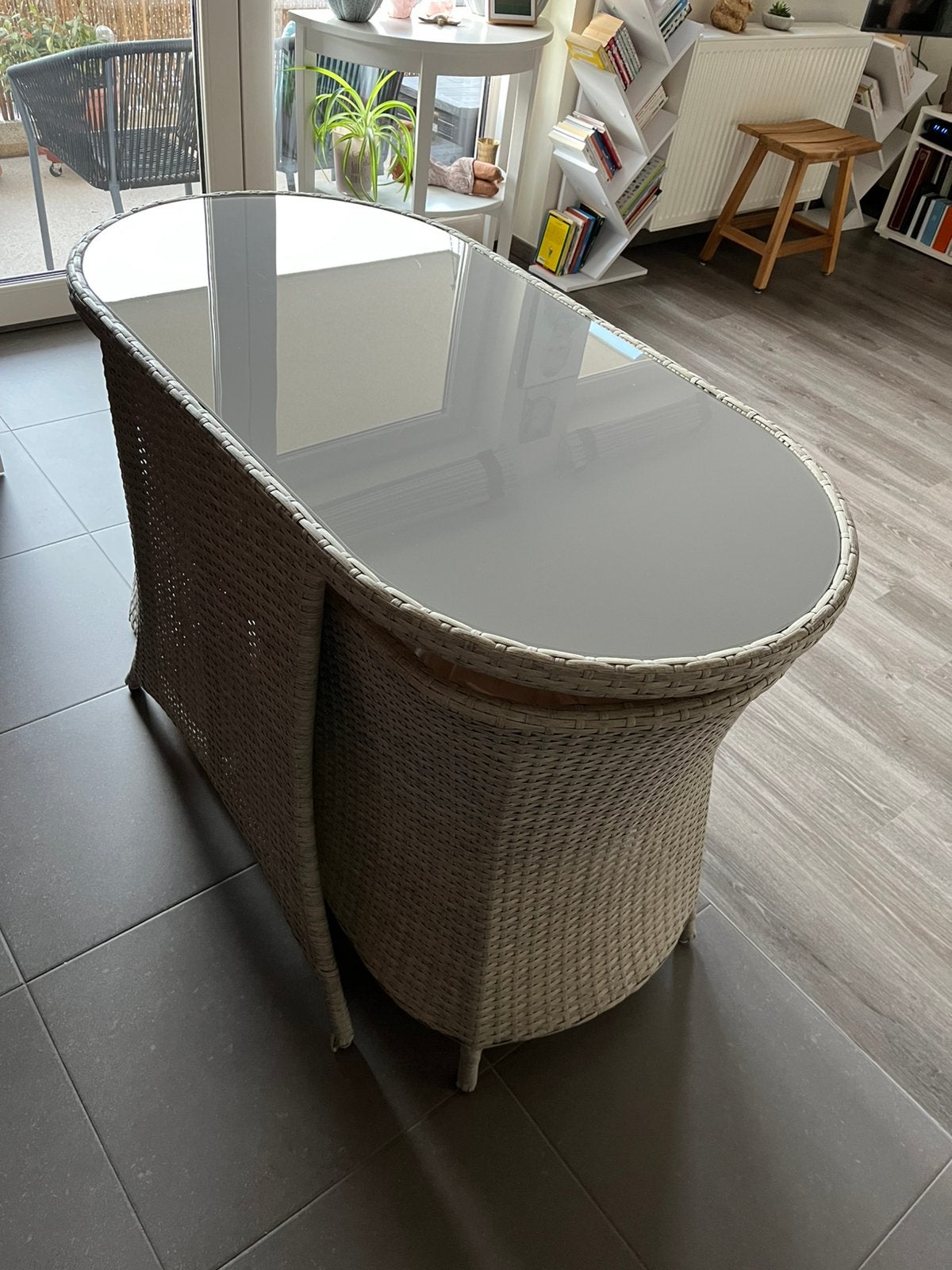 Ensemble table et 2 chaises, Jardin & Terrasse, Enlèvement, Comme neuf, Osier