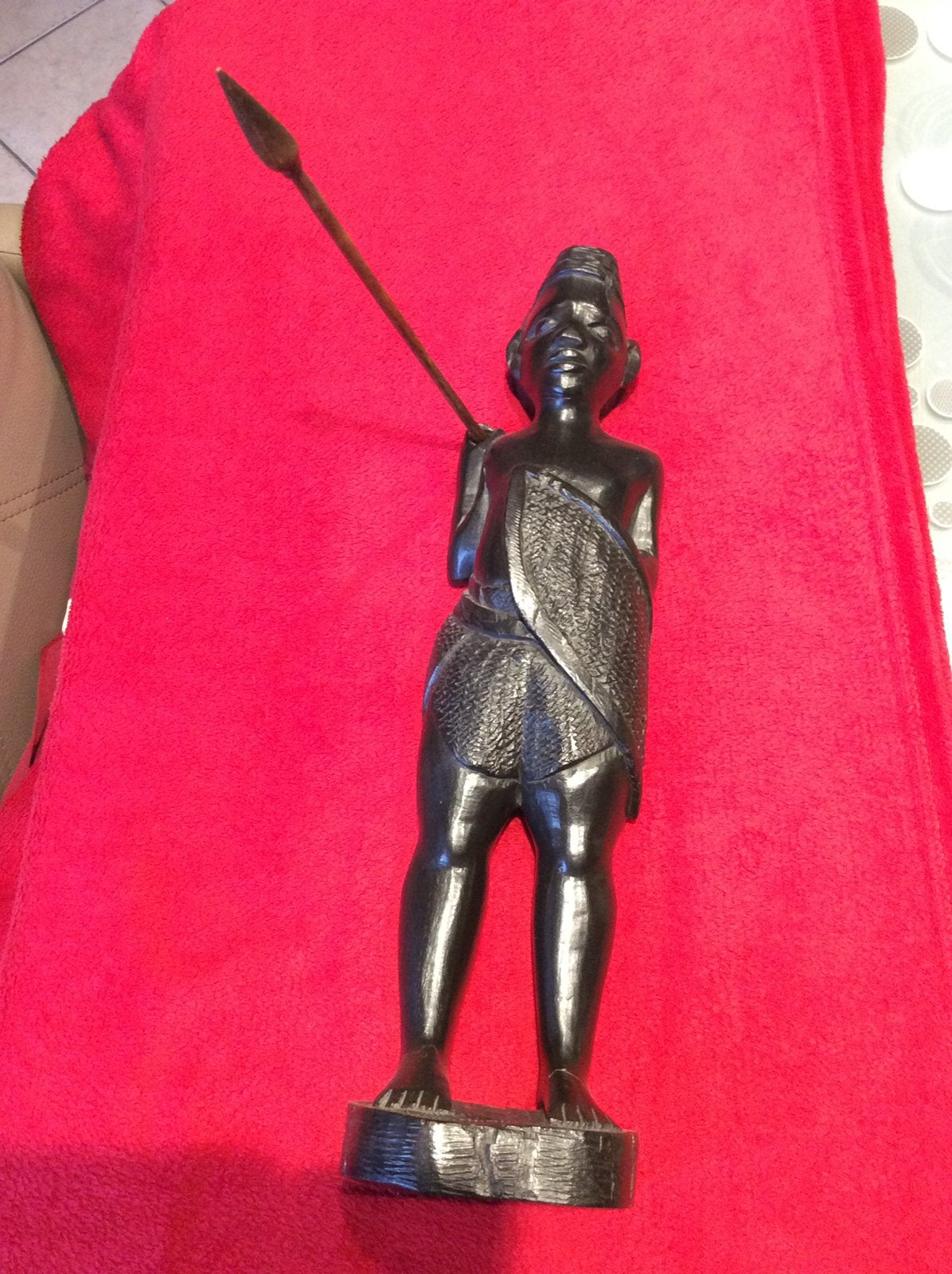 Guerrier africain, guerrier, Antiquités & Art, Afrique, Sculpture sur bois, Brun, Bois