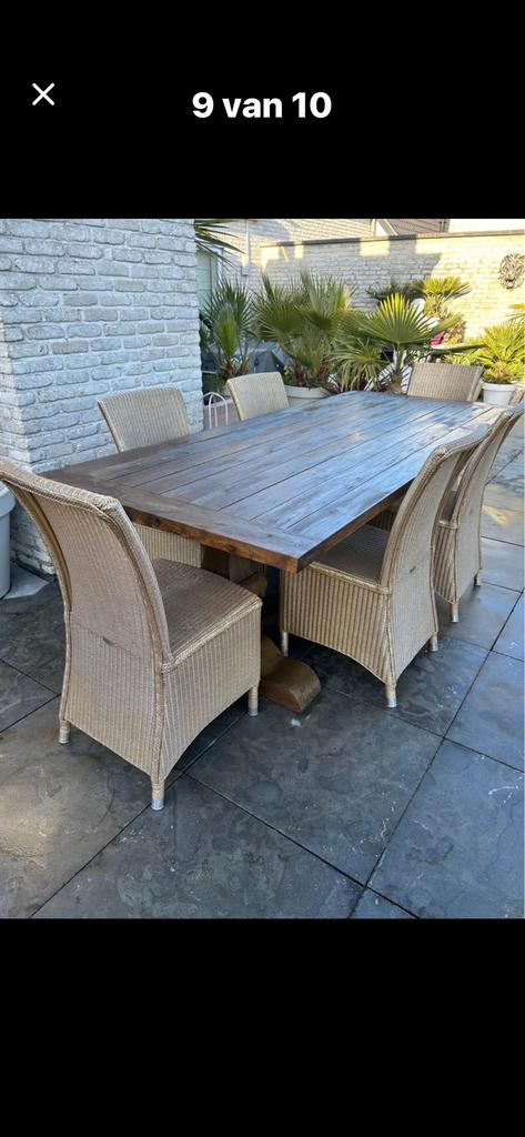 Kloostertafel + 6 stoelen vincent sheppard, Tuin en Terras, Ophalen, Zo goed als nieuw