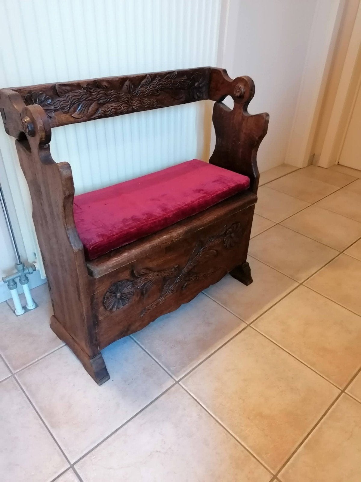 Houten zitbankje /halbankje, Ophalen