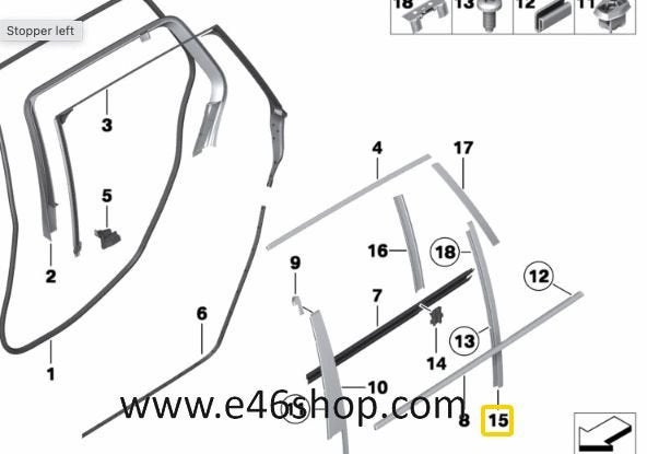 RAAM GELEIDER RECHTS ACHTER BMW 5 SERIE F11 OE 51357199778, Auto-onderdelen, -, -, Nieuw, Ophalen of Verzenden