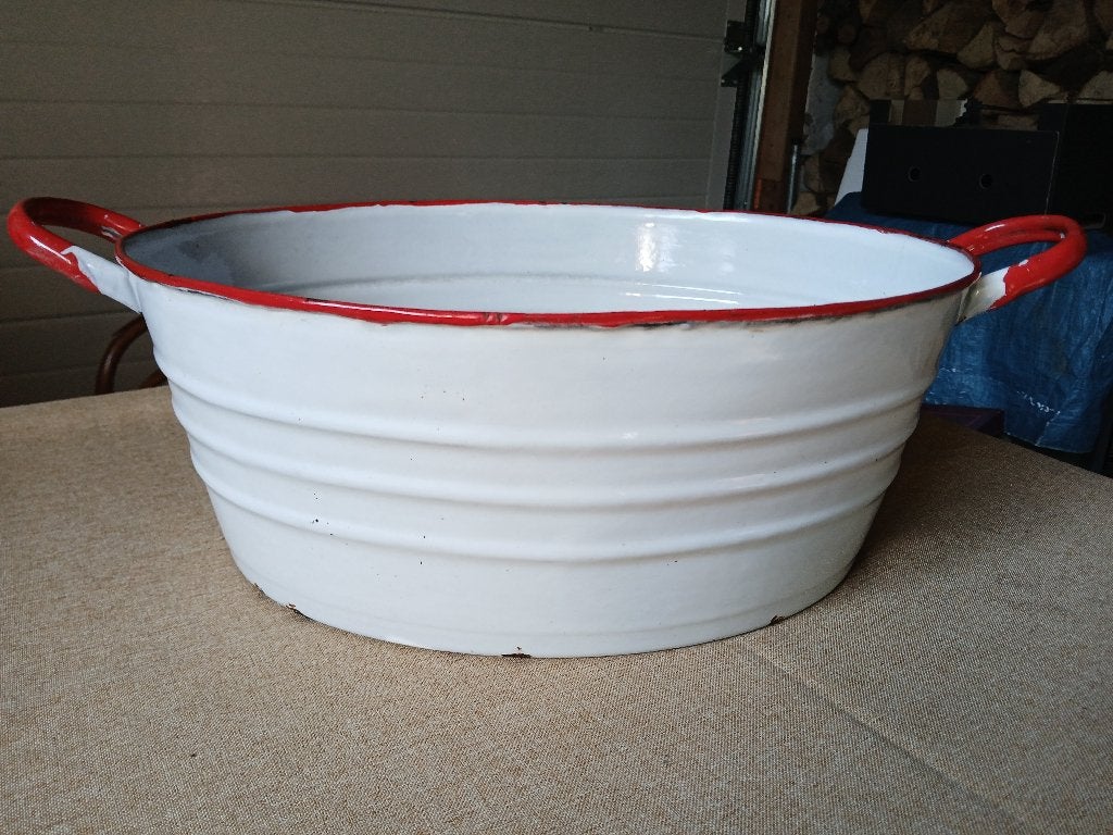 Bassine en métal émaillé, Enlèvement, Utilisé, Métal