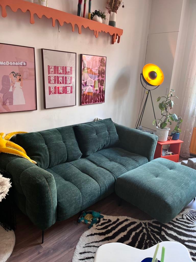 Weba Elmo 2,5 zetel met poef, Huis en Inrichting, Zetels | Complete zithoeken, Zo goed als nieuw, Stof, Ophalen