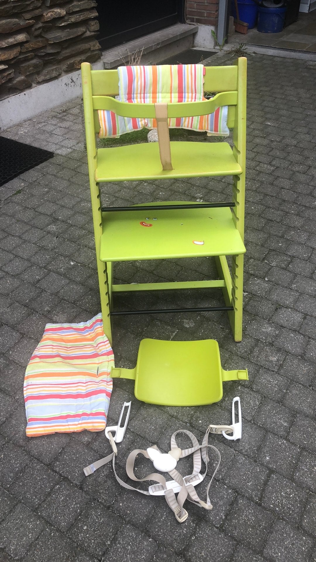 Triptrap stoel met babybeugel, kussentje en harnas, Enlèvement, Comme neuf