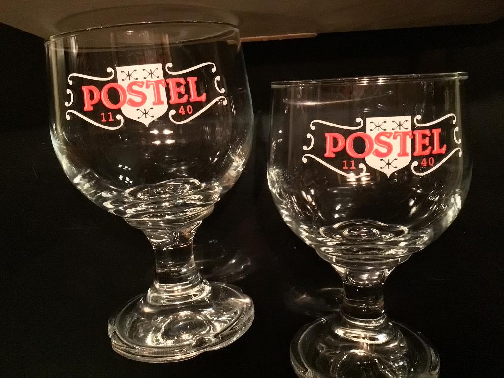 2 vieux verres à bière Postel | Alken Maes 1140, Collections, Enlèvement ou Envoi