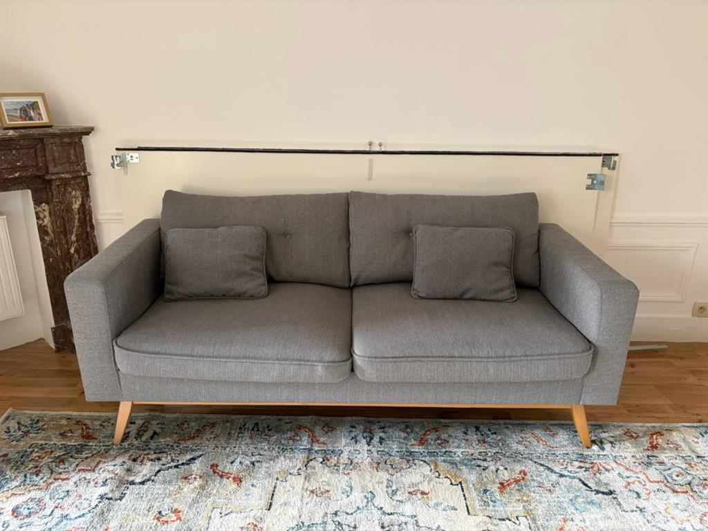 Canapé style scandinave 3 places gris claire, Maison & Meubles, Canapés | Salons, 200 à 250 cm, Banc droit, Comme neuf, Enlèvement