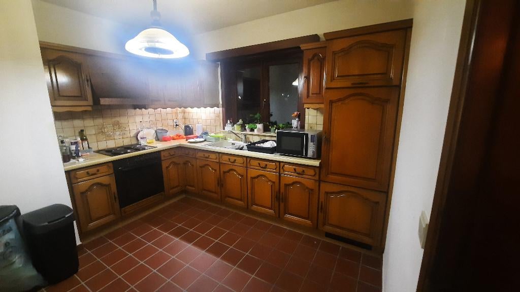 Eiken keuken met toestellen, Huis en Inrichting, Ophalen, Gebruikt, Bruin, Hoekkeuken