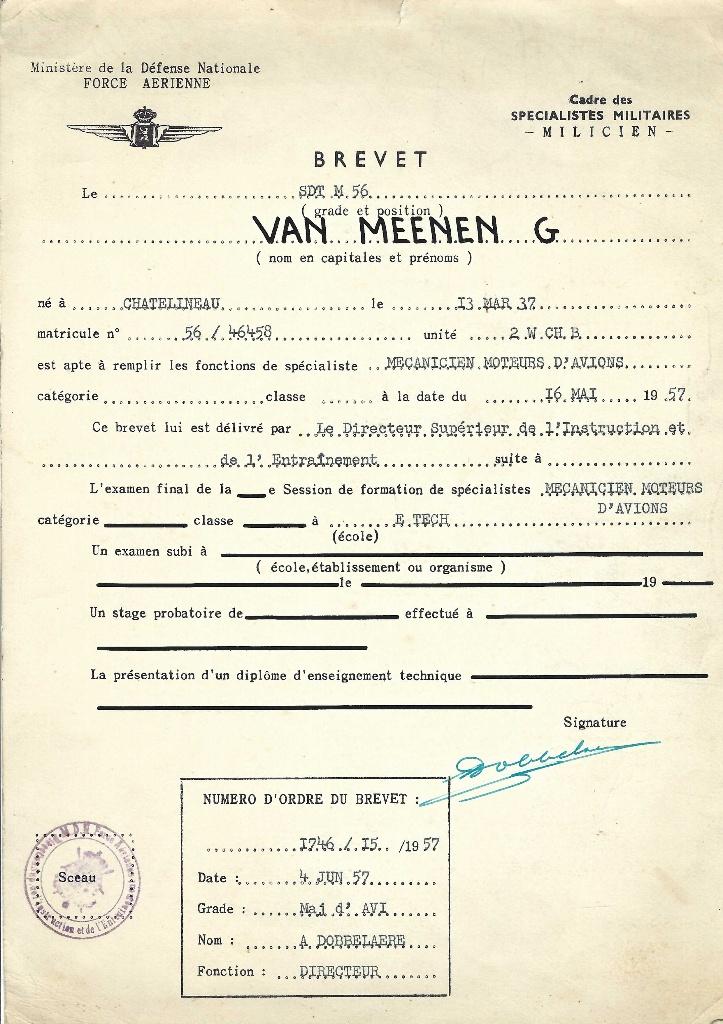 Force Aérienne Belge  Brevet, Collections, Envoi, Utilisé