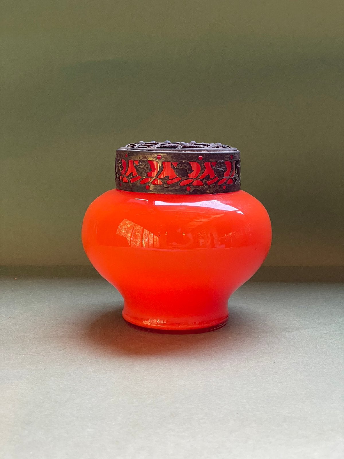 Zeldzame Art Deco Boheemse Tango-glazen rose bowl / 1930, Ophalen of Verzenden