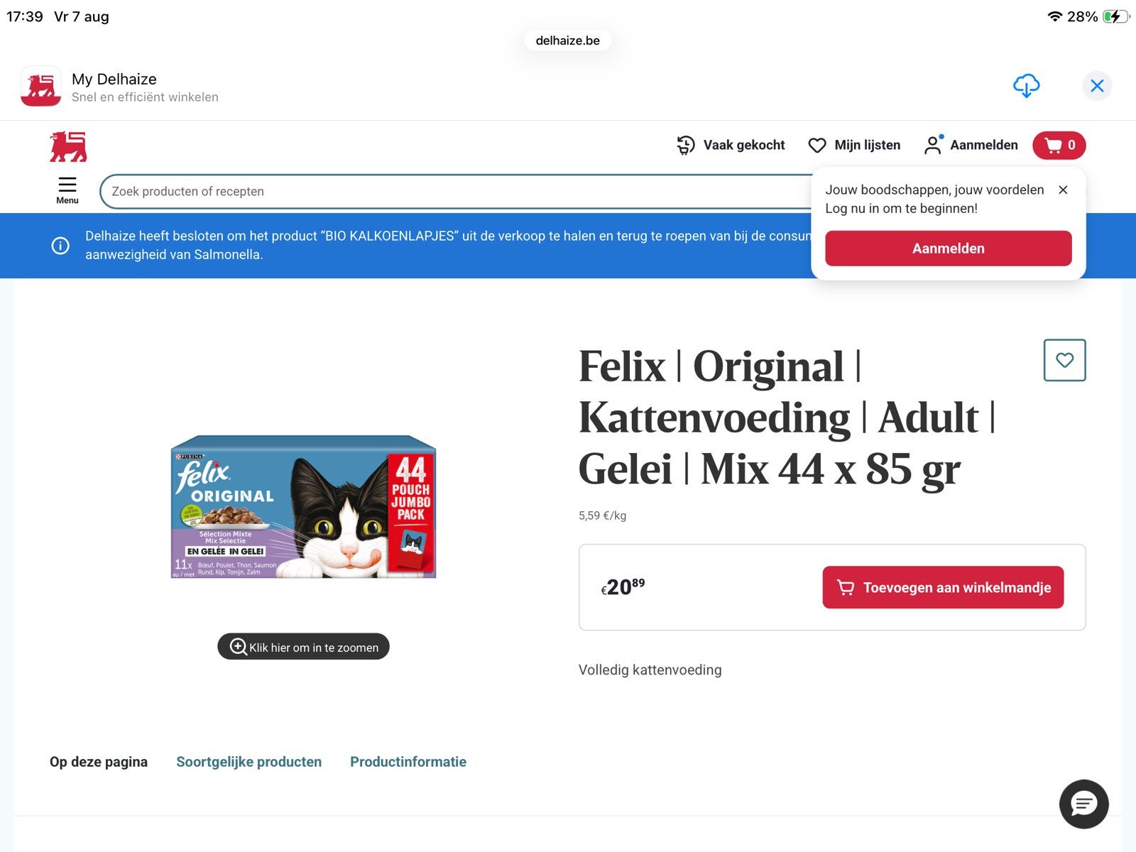 3 dozen van Felix 44 porties, Ophalen, Nieuw