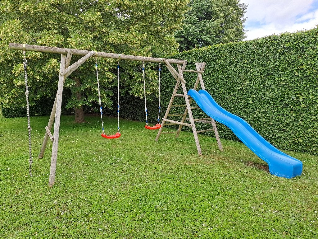 Houten schommel met glijbaan en klimtouw, Kinderen en Baby's, Ophalen, Gebruikt, Schommel
