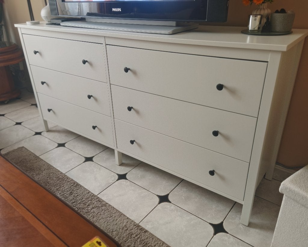 Vends superbe meuble TV / Commode blanche 6 tiroirs, 125 cm ou plus, Moins de 75 cm, Comme neuf, Enlèvement