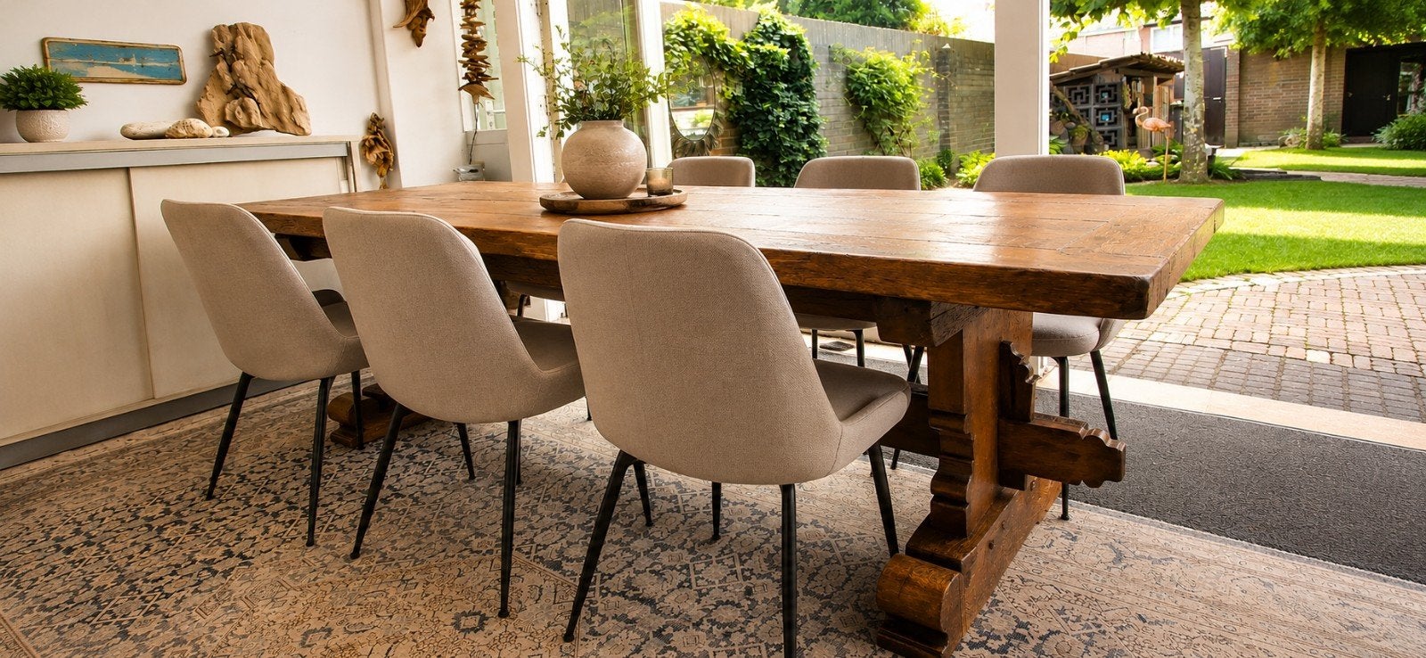 Eiken kloostertafel eettafel 232x94x78, Maison & Meubles, Tables | Tables à manger, Comme neuf, 50 à 100 cm, 200 cm ou plus, Cinq personnes ou plus