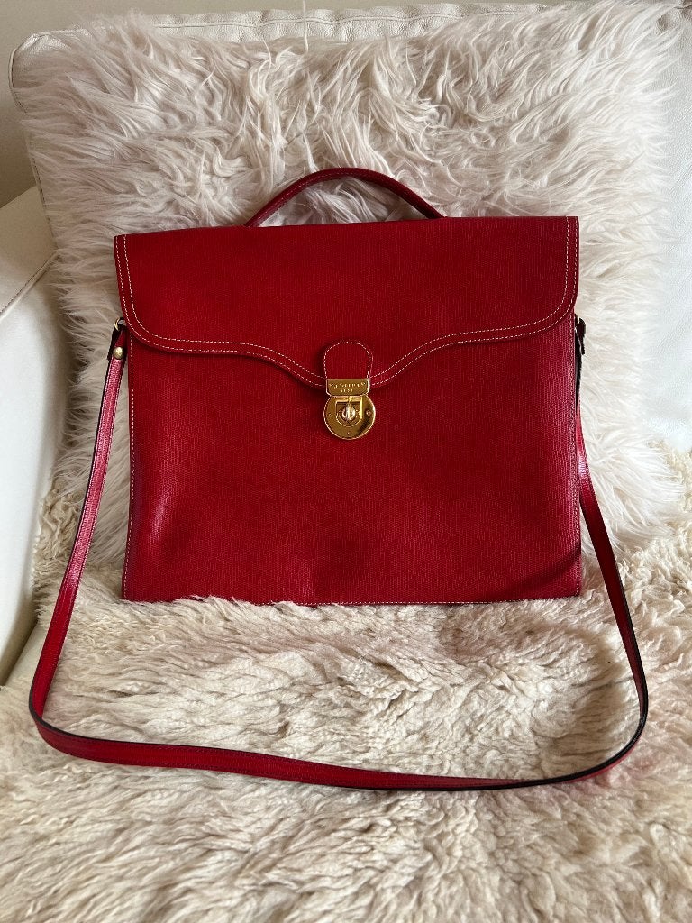 Le Tanneur 1898 — mallette et sac d'affaires en cuir rouge, Autres marques, Comme neuf, Enlèvement, Porte-document