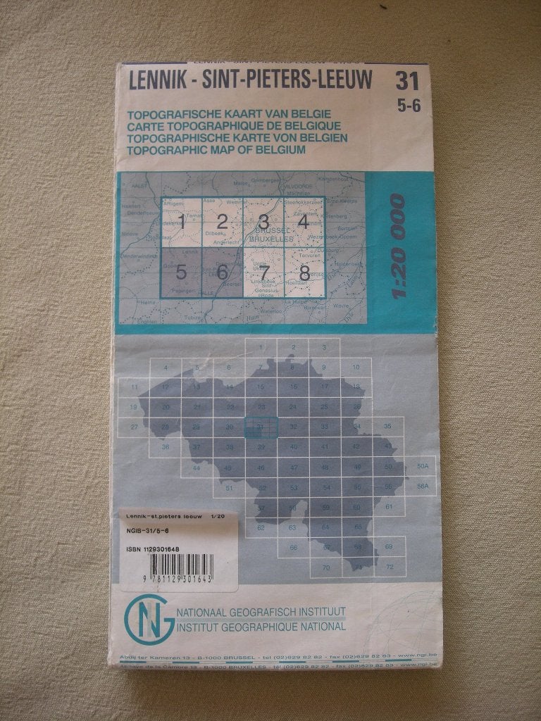 Lotje diverse stafkaarten NGI 1/20000 en 1/25000, Landkaart, Nationaal Geografisch Instituut, België, Ophalen