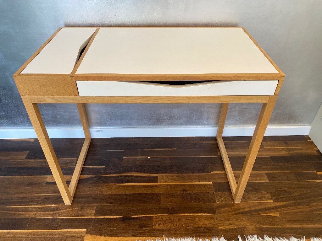 Petit bureau Habitat chêne et blanc, Enlèvement, Comme neuf