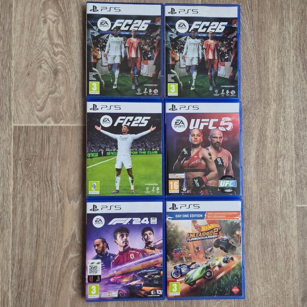 PS5 Games: FC26, FC25, F1 24, UFC 5 & Hot Wheels Unleashed 2, Games en Spelcomputers, 3 spelers of meer, Ophalen, Zo goed als nieuw
