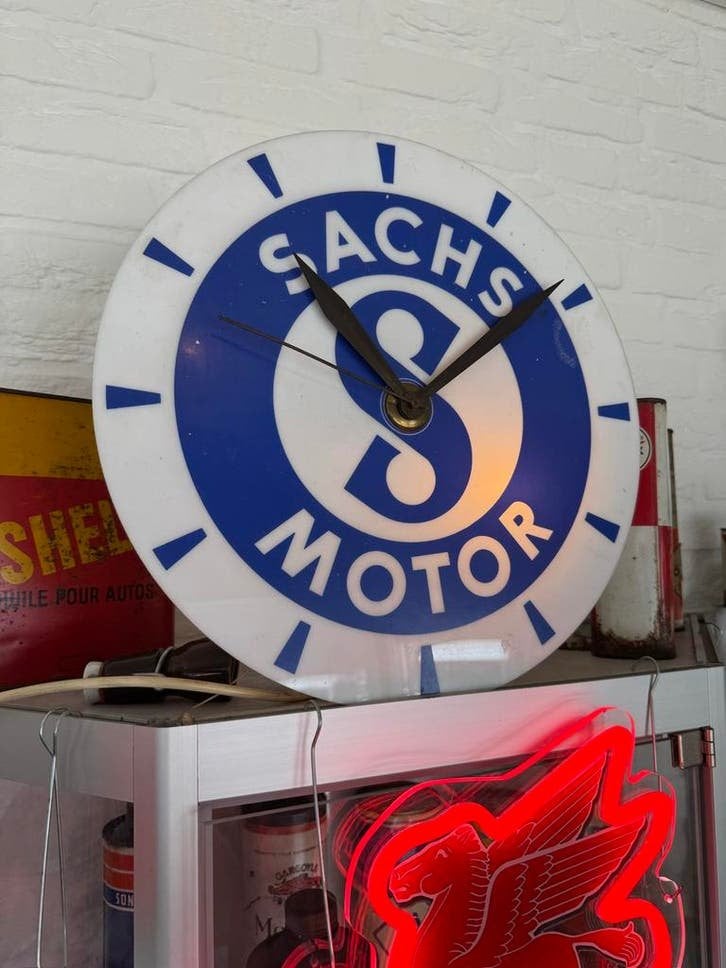 Vintage Sachs Motor Lichtreclame Klok