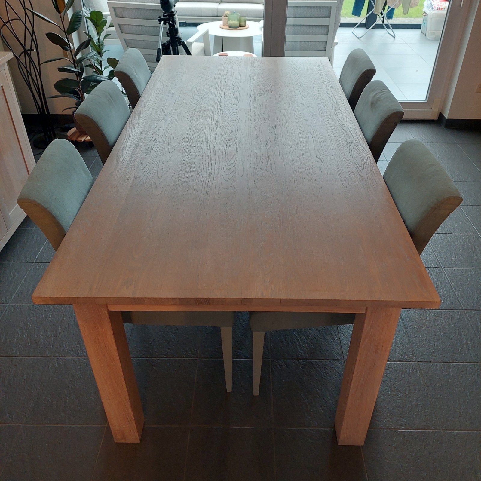 eetkamertafel fineer eik 100 x 210 x 78  cm, Enlèvement, Utilisé, Modern, 4 à 6 chaises