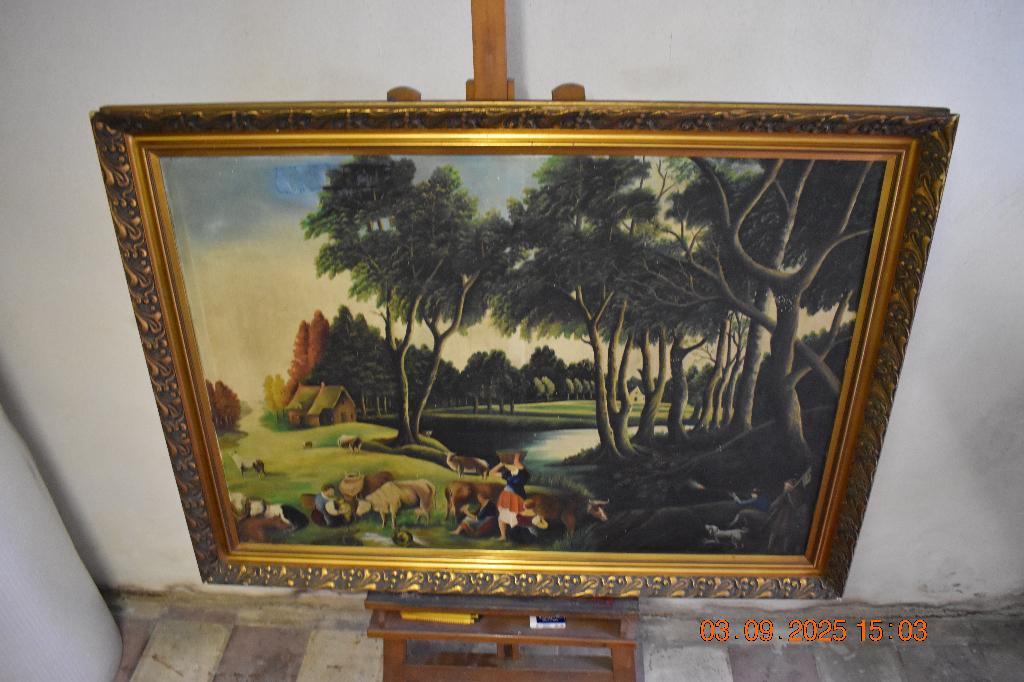 Deciain.A grand beau tableau paysage sur toile, Enlèvement