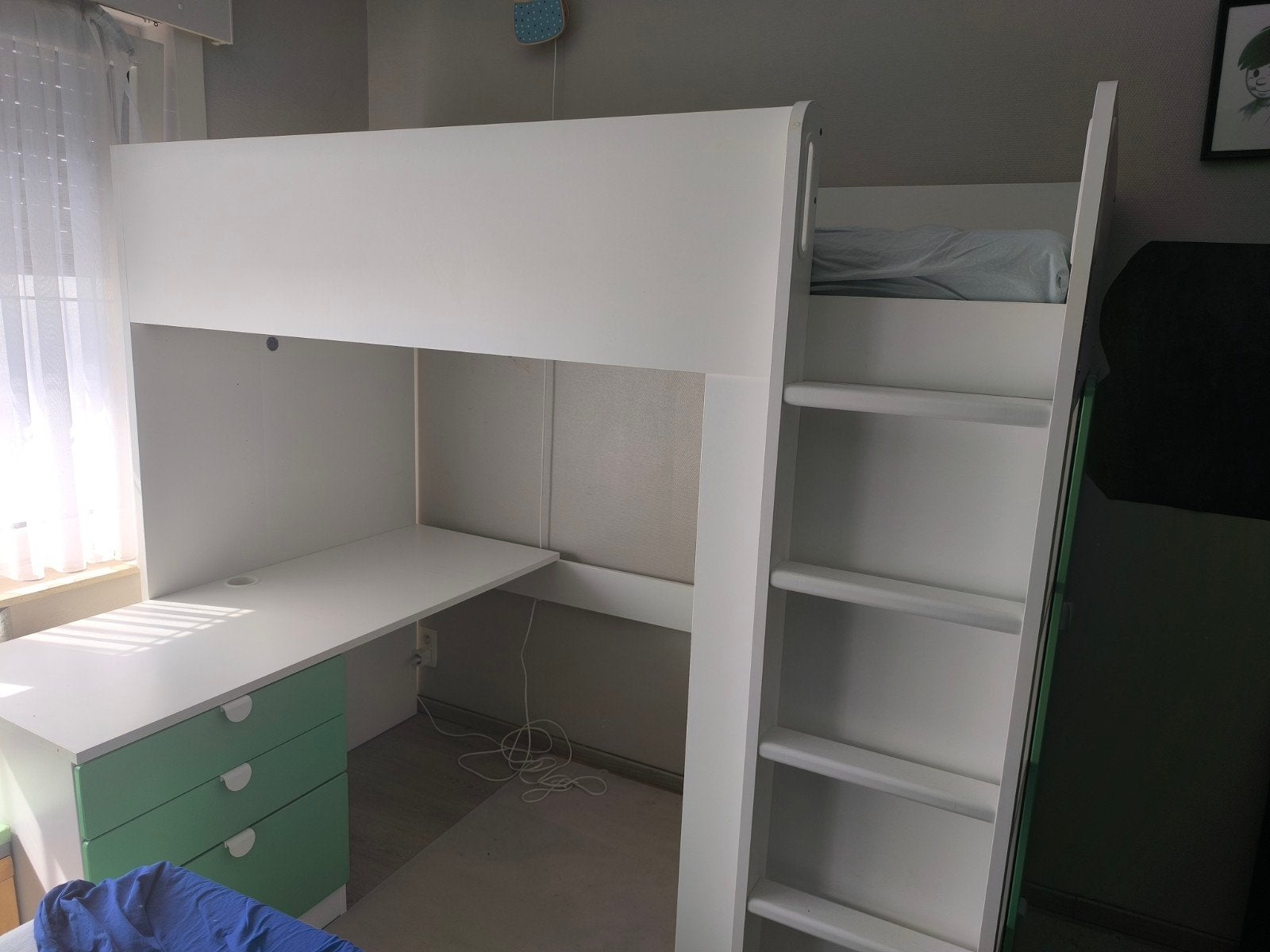 hoogslaper Ikea met bureau en kast, Enlèvement, Lit mezzanine