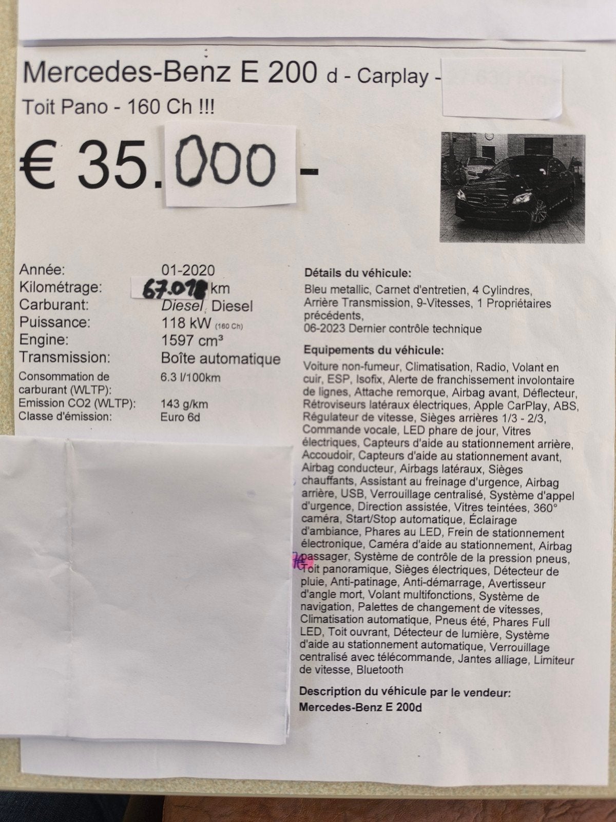 Mercedes classe e 200d, Autos, Particulier, Achat, Classe E