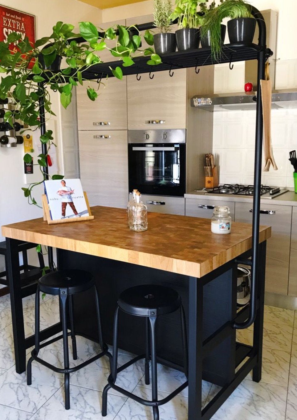 Ilot cuisine IKEA VADHOLMA complet avec 2 chaises + support, Enlèvement