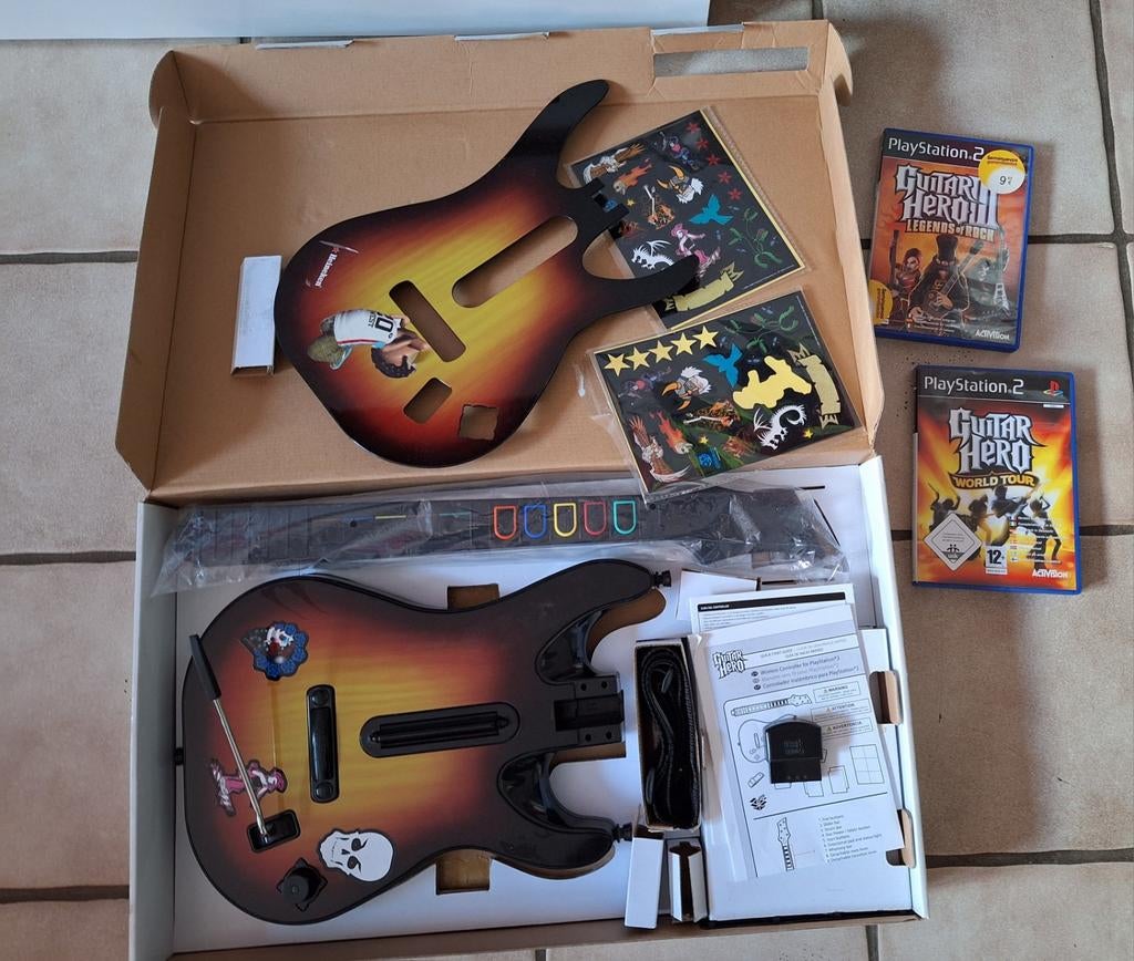 Pack Guitar Hero World Tour PS2 – Complet avec DONGLE, Enlèvement ou Envoi